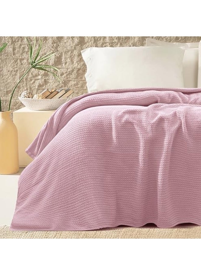 Relax Premium Egyptian Cotton Orchid Throw Blanket Ultra Soft And Lightweight With Elegant Woven Design King Size 255 × 225 cm Perfect For Bed Sofa And Couch  Pink Color - Image 3